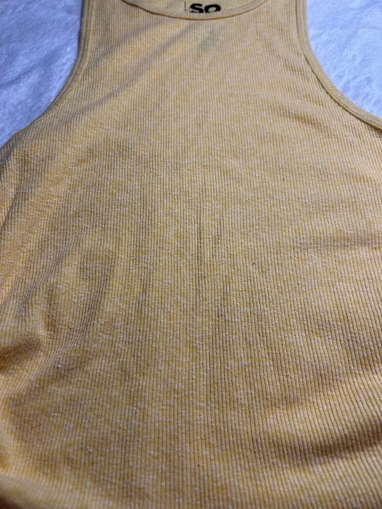 SO Yellow Ribbed Side-Drawstring Tank Top - Picture 2 of 6